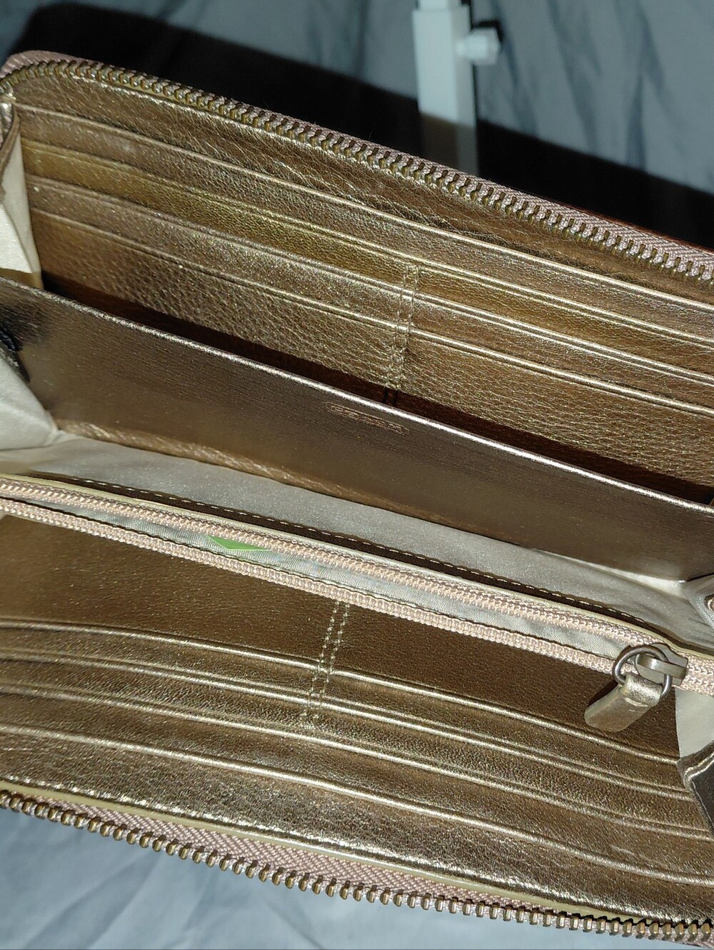 Coach Metallic Gold Zip-Around Wallet - Women Bags